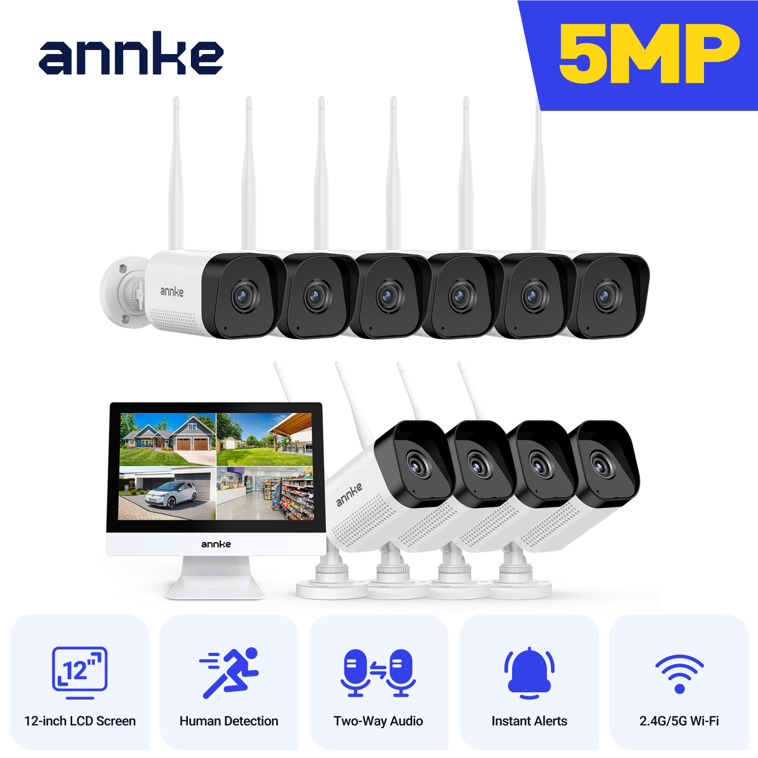Home Security Kit - ANNKE 5MP Wireless Security Cameras Kit