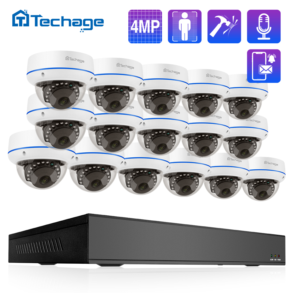 Home Security Indoor Cameras - Techage HD 4MP 16CH POE Surveillance