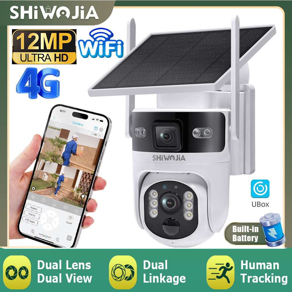 Home Security Panel - SHIWOJIA 4G LTE Solar Security Battery