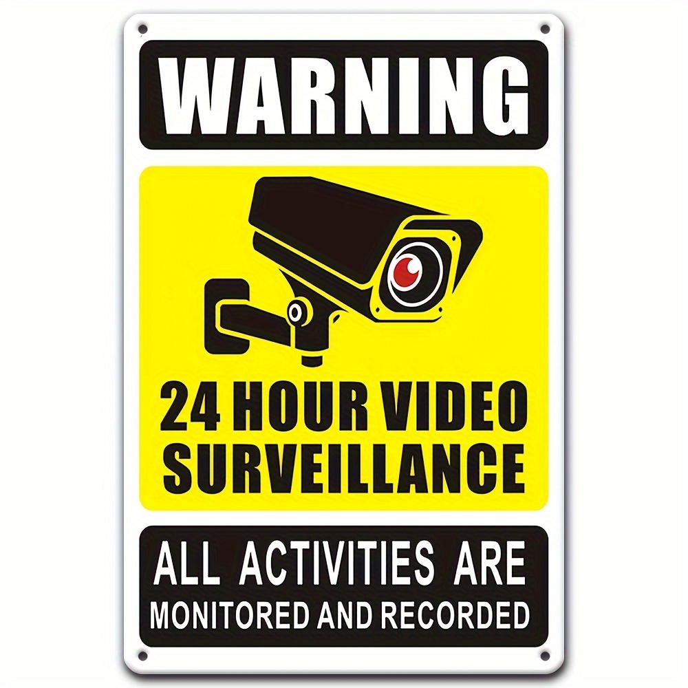 Home Security Tech - 24/7 Video Surveillance Warning Sign -