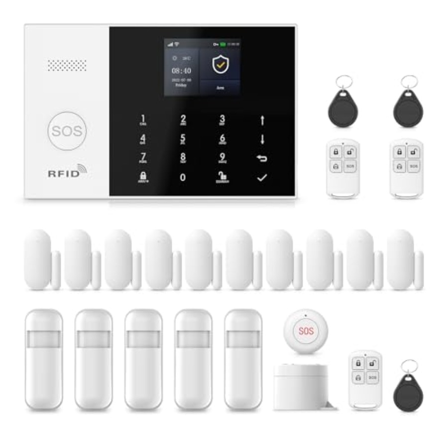 Home Security No Monthly Fee - Home security alarm system: 24-piece WiFi+GSM/4G