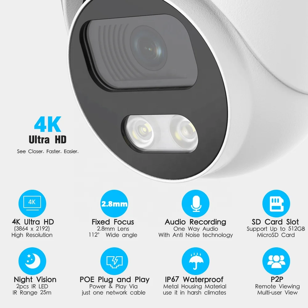 4K IP Camera PoE Indoor IP67 W - Home Security Video review and price