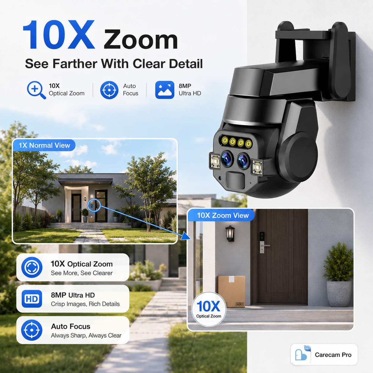 8MP 4K Dual Lens WiFi PTZ Secu - Home Security Front Door Camera review and price