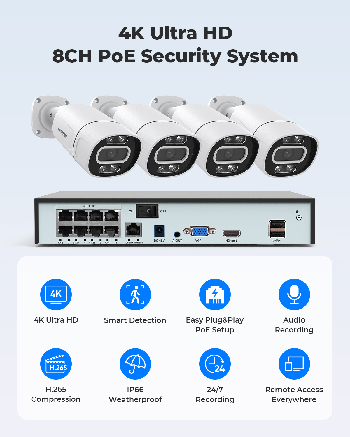 H.View 4K 5Mp 8Mp poe Cctv Sec - Home Security Tech review and price